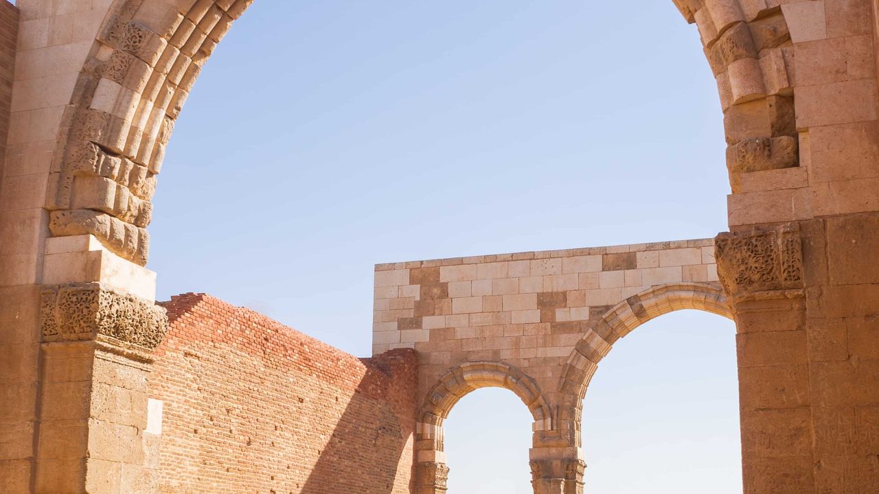 Castle Qasr Al Mushatta focus on the doors